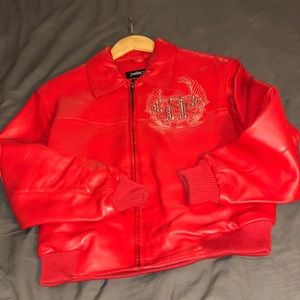 Boys Red Leather Jacket